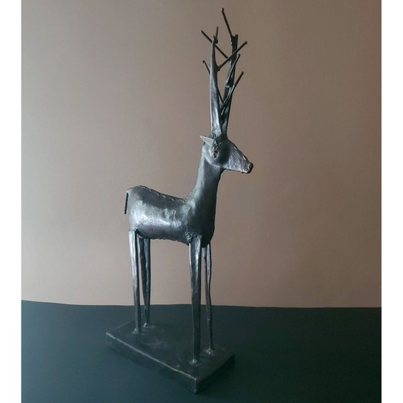 Brutalist Metal Sculpture, Figural Primitive Reindeer Elk Buck Wild Game Animal - Picture 3 of 11